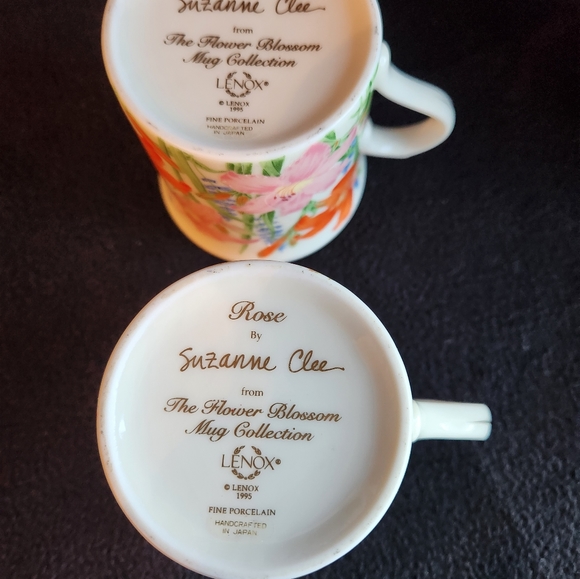 4 Lenox Porcelain Flowers Tea Cups Coffee Garden Glass Set - Picture 7 of 11